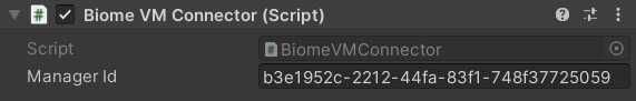 Biome VM Connector component showing the Manager ID