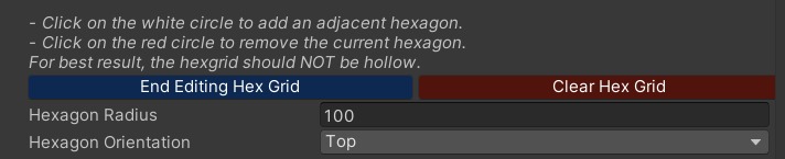 Local Procedural Biome Inspector showing Hex Grid editing controls