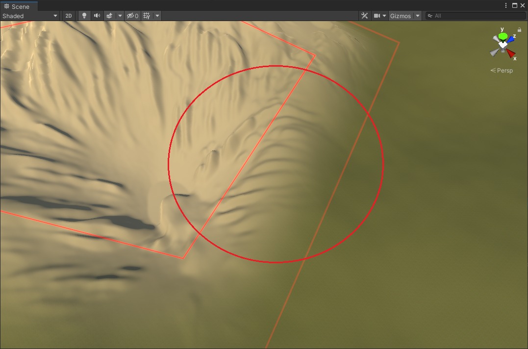 The resulting terrain where erosion detail ignores the biome transition and creates an artificial seam