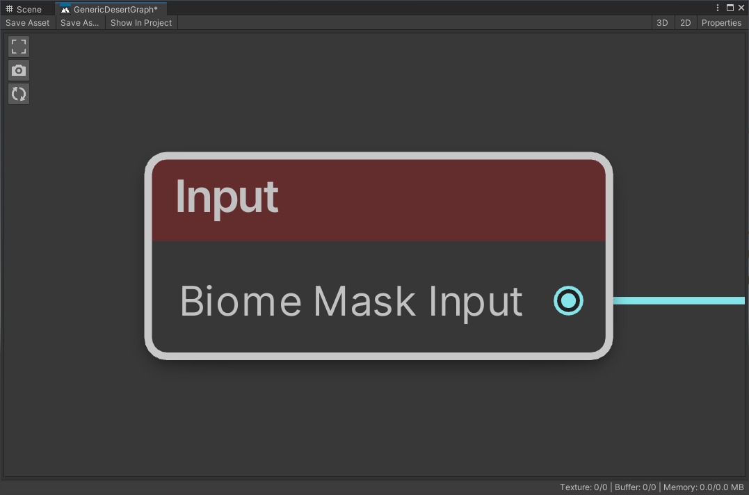 An Input node in the graph editor configured to receive Biome Mask Input