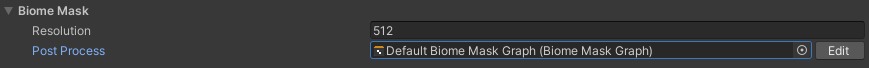 The Biome Mask Post Process slot in the Local Procedural Biome Inspector with a graph assigned