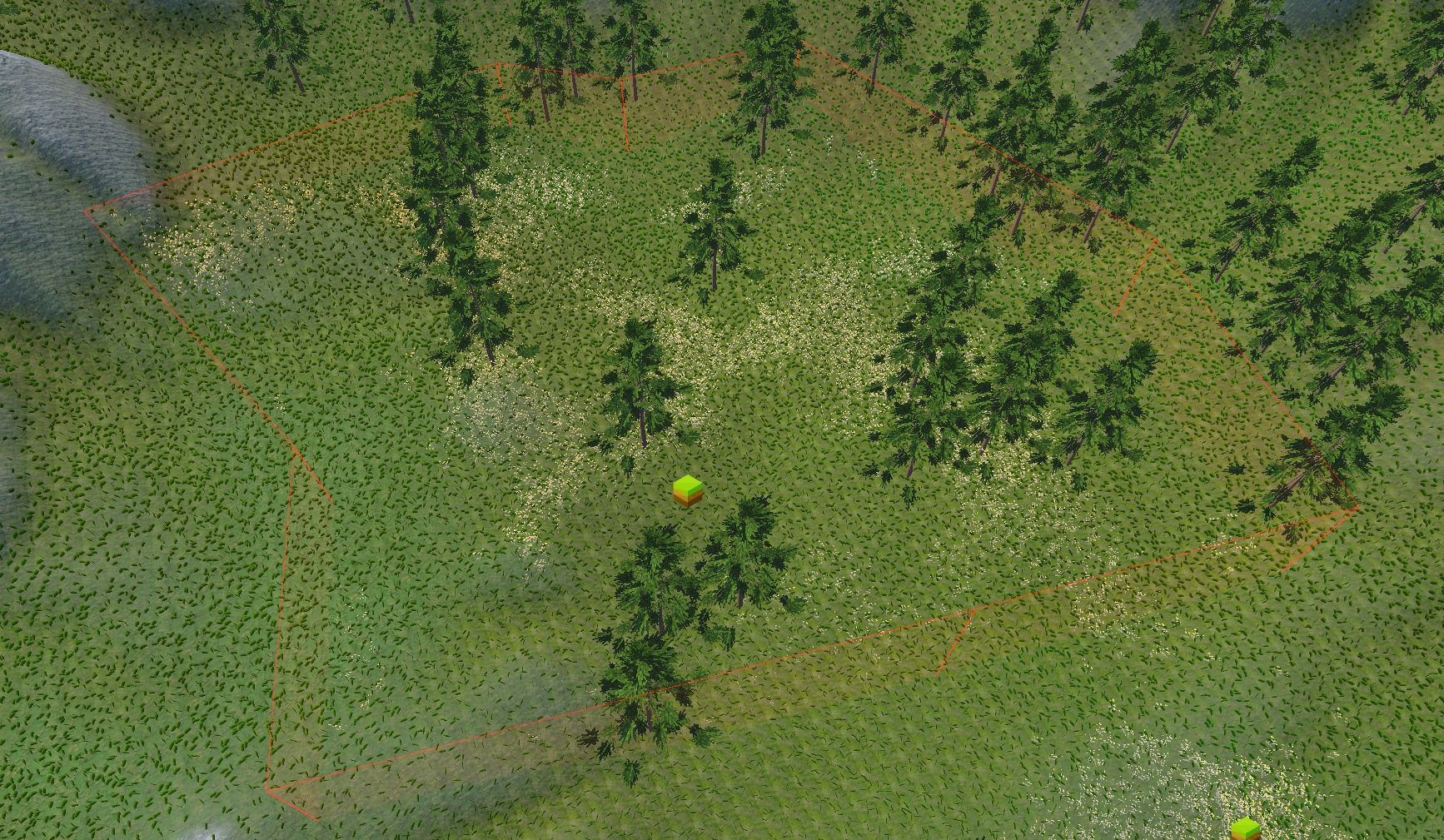 A flower patch biome using Coexist to add flowers on top of an existing meadow without removing any grass or trees