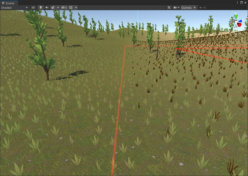 A biome using Replace to clear earlier population and place its own within the anchor area