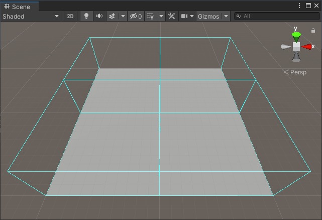 Scene view highlighting the terrain tiles assigned to a Vista Manager